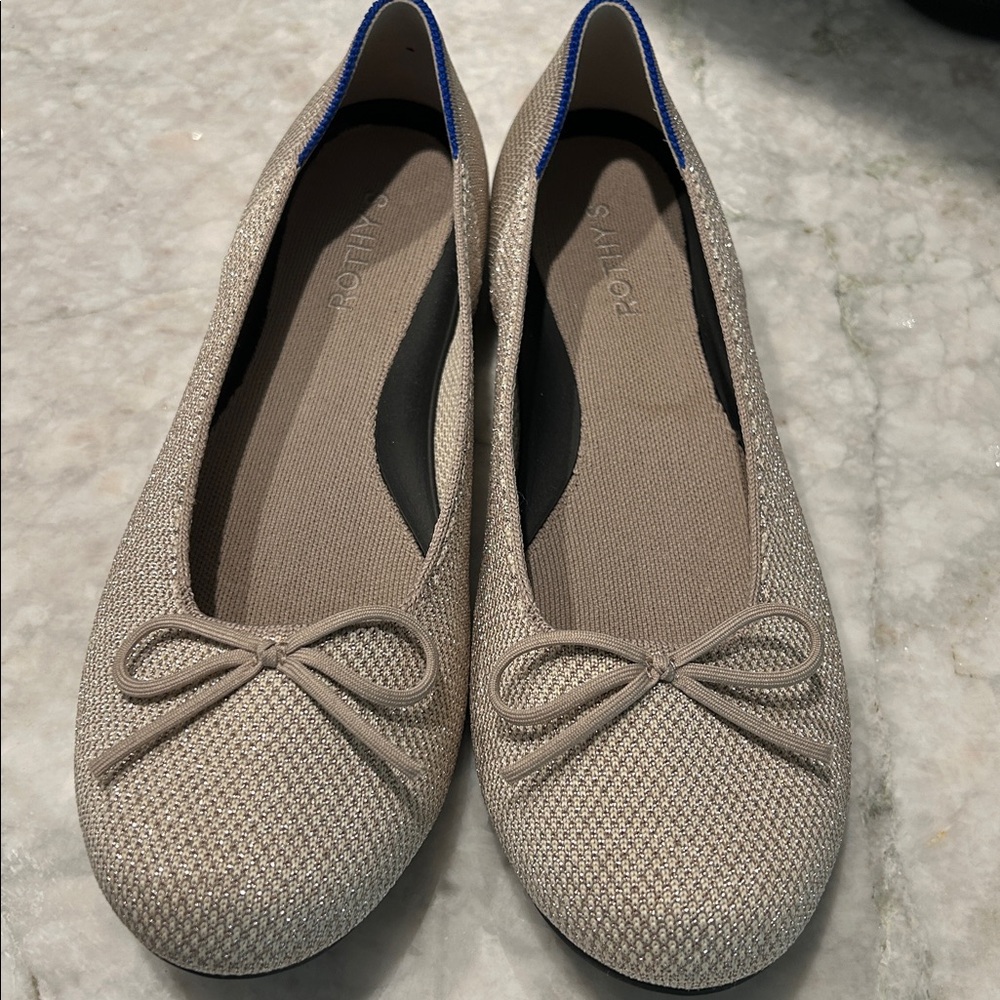 Rothy's - The Ballet  Flat in Platinum - Metallic shimmer flat